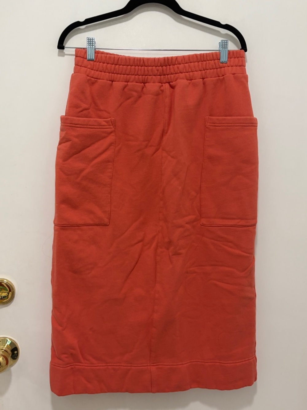 Smash + Tess Coral Terry Midi Skirt with Front Patch Pockets